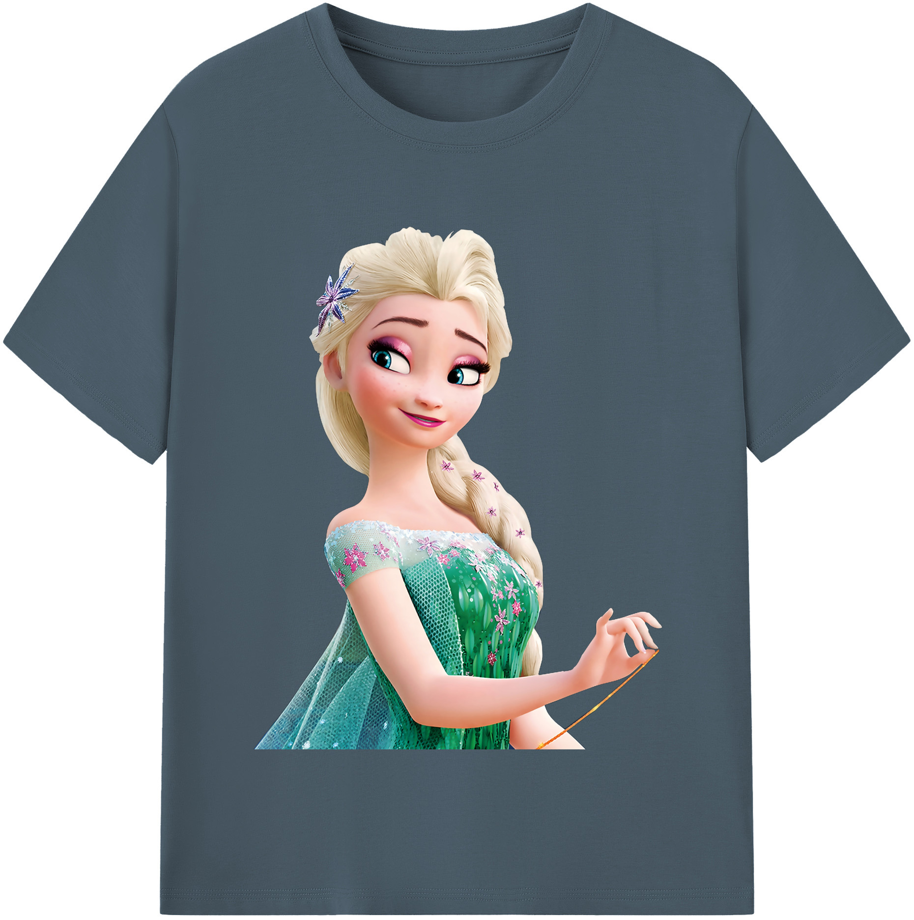 （画像用） アナと雪の女王 アンナ エルサ Frozen Anna Elsa 綿100％半袖Tシャツ（フロントプリント）